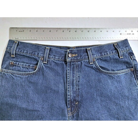 Kirkland Loose Straight Jeans Mens 36x32 Dark Wash Blue 100% Cotton Denim - Picture 7 of 8
